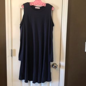 Navy Cold Shoulder Dress